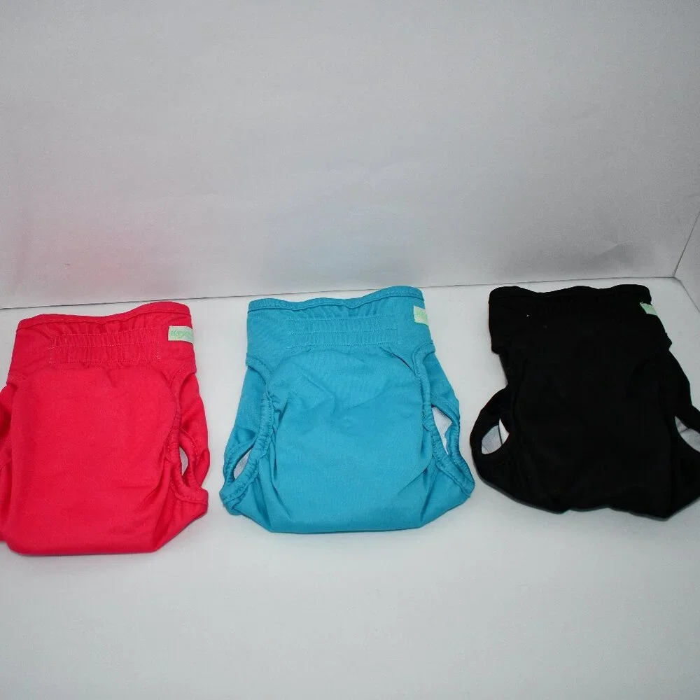 Wegreeco Premium Washable Female Dog Diapers 3 pack Black/Pink/Teal Size: MEDIUM